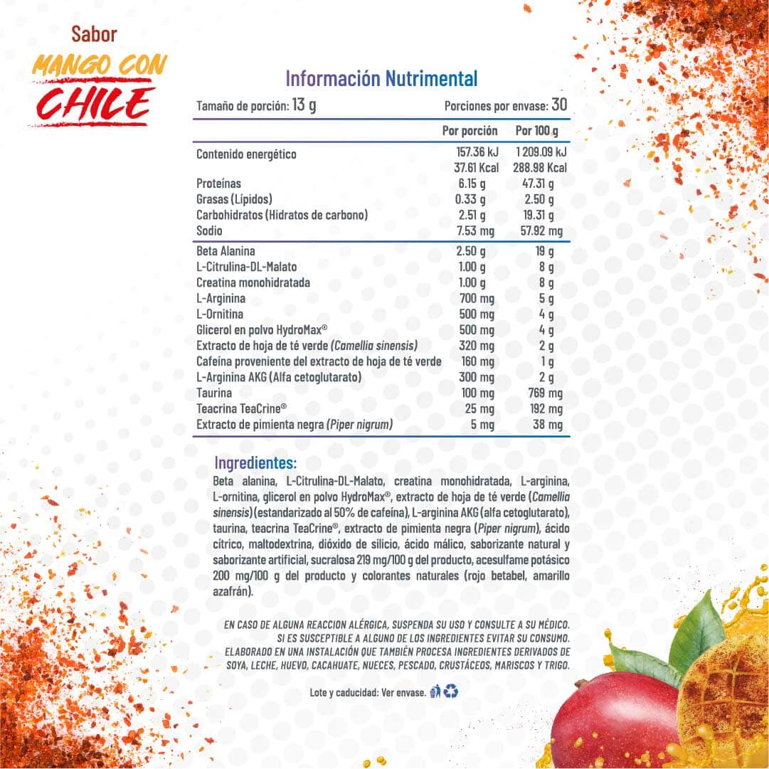 DYNAMITE MANGO CON CHILE TABLA NUTRIMENTAL